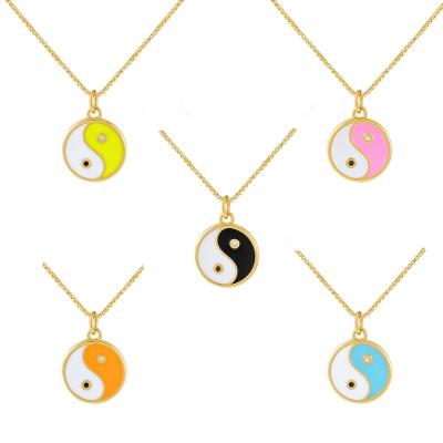 China FASHIONABLE High Quality for Women 925 Silver Plated 18K Gold Enamel Yin and Yang Necklace for sale