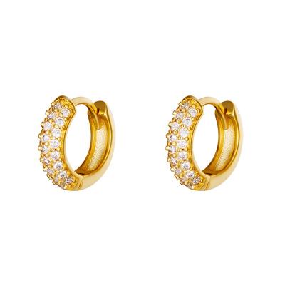 China Milskye Hot Selling New Arrivals FASHIONABLE CZ Earrings 925 Sterling Silver 18k Gold Plated Huggies Circle Earrings for sale