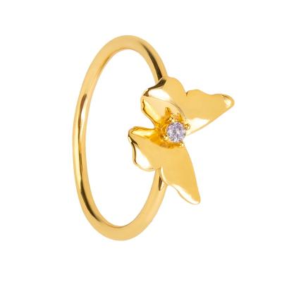 China Luxury TRENDY Fashion For Women Girls Best Gift Gold Plated CZ Butterfly Rings for sale