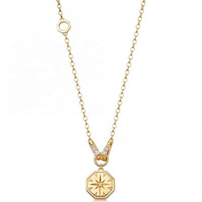 China Newest TRENDY Fashion Jewelry Gold Plated Fine Necklaces 925 Sterling Silver Starburst Necklace for sale