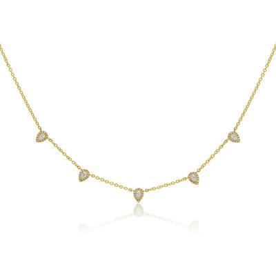 China Wholesale Romantic Jewelry 14K 925 Gold Plating Diamond Silver Drop Shaped Necklace for sale