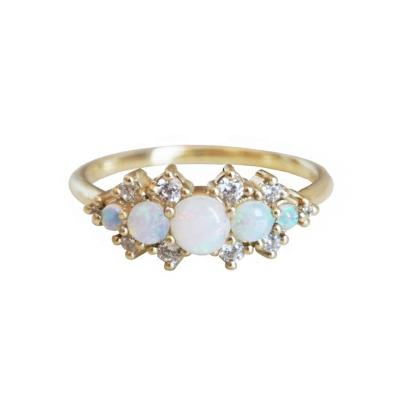 China Milskye TRENDY Luxury Fashion Jewelry 18k Real Sterling Silver Gold Plated Opal And Zirconia Ring for sale