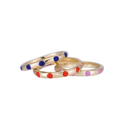 China Milskye Vintage FASHIONABLE Trend 925 Sterling Silver Jewelry 18k Yellow Gold Plated Colorful Dot Enamel Ring for sale