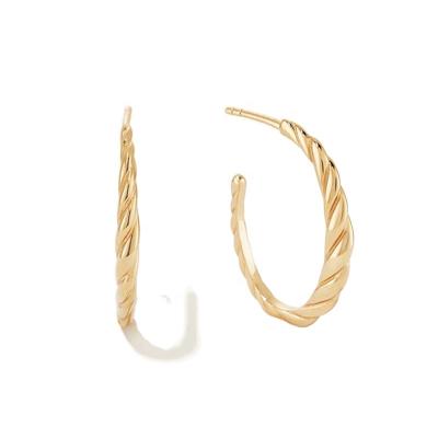 China Fashionable 925 sterling silver designer earrings popular brands thin circle earrings gold twisted earrings for sale