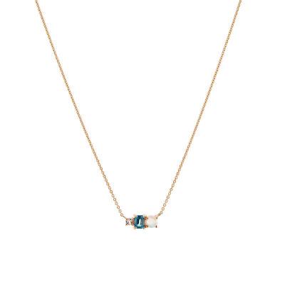 China TRENDY Fashion Gold Plated CZ Baguette Opal Gemstone Pendant Necklace Jewelry for sale