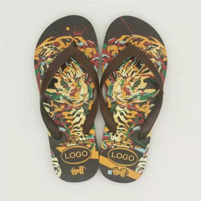 China OEM High Quality EVA Rubber Slippers Beach Flip Flops Tiger Print Custom Spring Summer New Design 2021 Fashion Trend For Unisex for sale