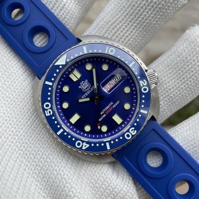 China Date STEELDIVE Brand SD1972 45MM Stainless Steel Dial Sapphire Glass NH36 Blue Automatic Mechanical Watches With Rubber Strap for sale