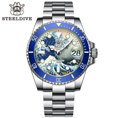 China Full Luminous Dial 300M Water Resistant NH35 Dive Watch Automatic Newcomer Date Steeldive Kanagawa SD1953J Reloj for sale