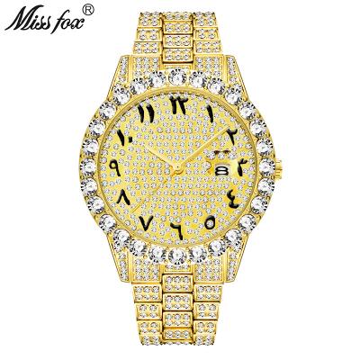 China Auto Date V2643R Top Brand Missfox Watches Men Waterproof Watch Male Clock Full Diamond Unisex Iced Wristwatch for sale