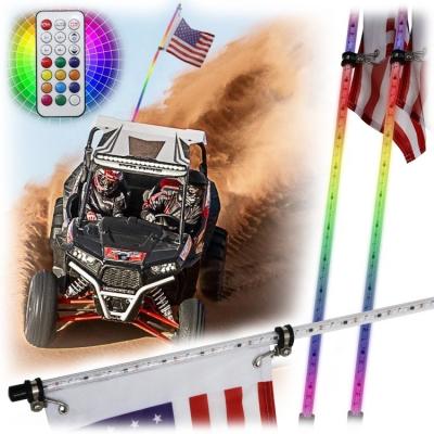 China Factory Price Led Whip For ATV UTV RZR SXS RGB LED Safety Flag By Remote Control With Milk Tube LED Car Antenna Flag Light Other for sale