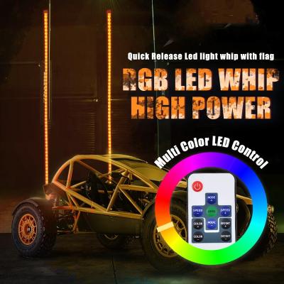 China 5050 Led Buggy Antenna 6ft Straight +plastic RGB LED Remote Control LED Whip Light 4ft 5ft Whip Flexible Tube LED Lighting Off Road ATV UTV for sale