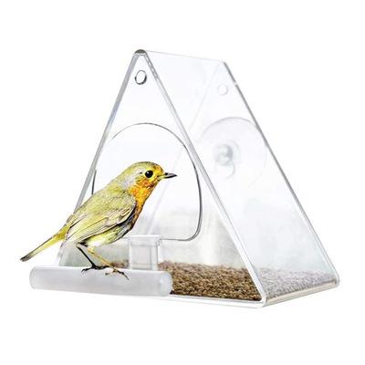 China Automatic Transparent Acrylic Pet House Pet Feeder Wild Bird Hanging Feeder for sale