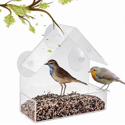 China Automatic Ready To Board Hot Sale Acrylic Bird Feeder Window Bird Feeder Window Outdoor Bird House Feeder for sale