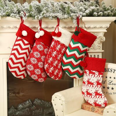 China Environmentally Friendly Christmas Tree Decoration Knitted Christmas Socks Ornaments Kids Candy Gift Socks for sale