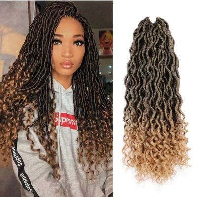 China 18 inch water wave for passion twist hair river goddess locs crochet wavy hair with pre-curly ends synthetic crochet braids twist faux locs braiding hair goddess for sale