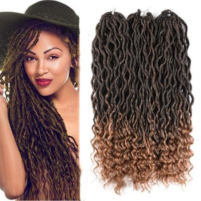 China 18 Inch Water Wave For Passion Twist Hair Wavy Goddess Locs Curly Faux Locs Crochet Hair Braids Prelooped Synthetic Hair Extension Dreadlock 20inch 24 Soft Roots for sale