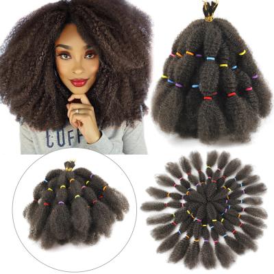 China High Temperature Marley Curly Synthetic Fiber Afro Braids Synthetic Crochet Braiding Fiber 12inch 130g/pc High Temperature Soft Twist Hair Crochet Extensions for sale