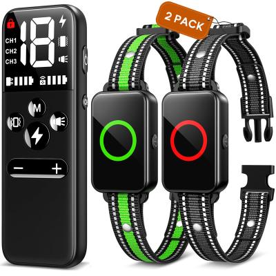 China Sustainable 4in1 2 Dogs 3300Ft Dog Shocker Waterproof Dog Training Collar with Remote 2 Pack with Beep Vibration Humane Shock for sale