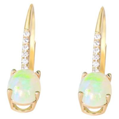 China Genuine Jewelry Australian Opal With Diamond Drop Earrings CLASSIC Simple Claw Setting Dangle Earrings for sale