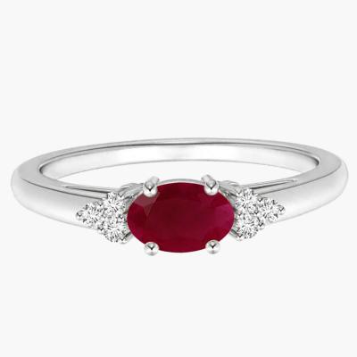 China Minimalist Temperament Ruby Gemstone Rings Jewelry Natural Ruby Ring 18K White Gold Natural Fashion for sale