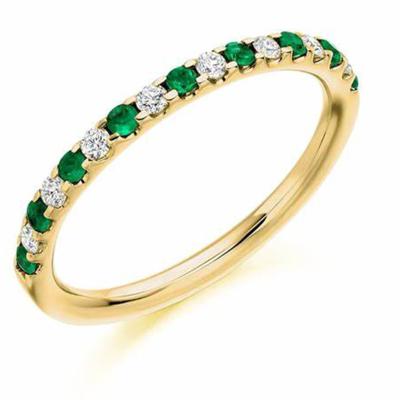 China CLASSIQUE Elegant Female Semicircle Diamond Lab Grown Emerald Ring Jewelry 14K Yellow Gold for sale