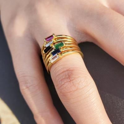 China Natural Solid Emerald Ring Cubic Zirconia Cut Emerald Ring Natural Gemstone Gold Solid Fine Lab Created Green Jewelry Ring For Women for sale