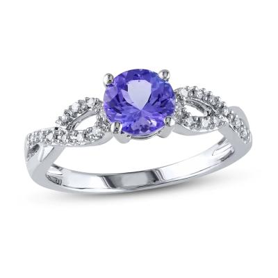 China Natural Tanzanite Rings Engagement Diamond Rings Jewelry 14K /18K White Gold Handmade Natural Tanzanite Rings for sale