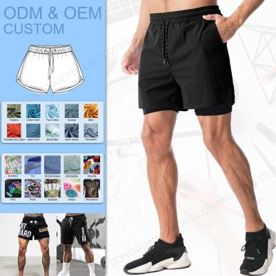 China Anti-wrinkle Wholesales Custom Mens Compression Workout Quick Dry Shorts With Liner 2 In 1 Esportivo Mesh Fitness Men Gym Shorts With Pocket for sale