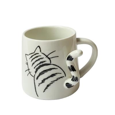 China 3D Cup Coffee Cup Breakfast Milk Water Cup Viable Japanese Creative Ceramic Animal Kitten And Dog Dog for sale