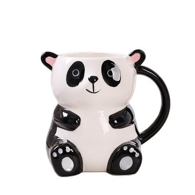 China LOW MOQ Cup Viable Adorable Panda Shaped Ceramic Mug Cute Kids Mug Fox Mug Cartoon Milk Mug Wholesale for sale