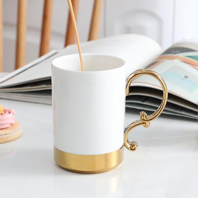 China Wholesale Creative Stocked Ceramic Mug Porcelain Milk Coffee Tea Cup With Spoon For Women Men for sale