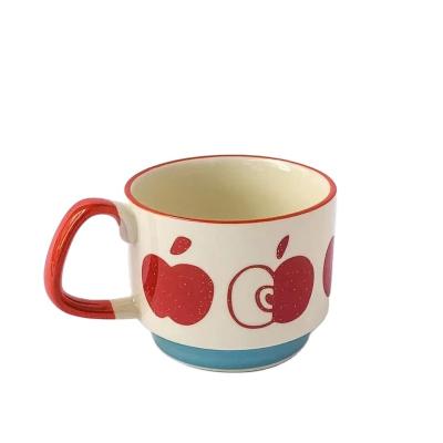 China Factory price stored ceramic coffee cups retro can be stacked creative cups couple breakfast milk cups for sale