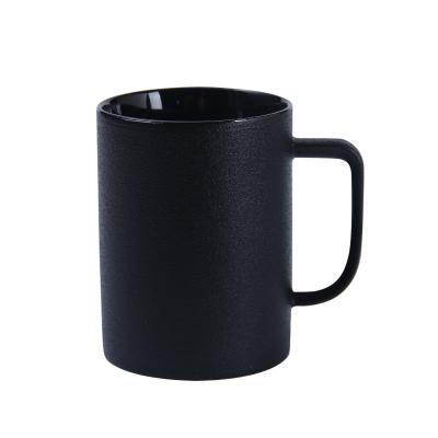 China Stocked Ceramic Coffee Mug With Spoon Cover, Wholesale High Quality Black Matte Frosted Ceramic Mug for sale