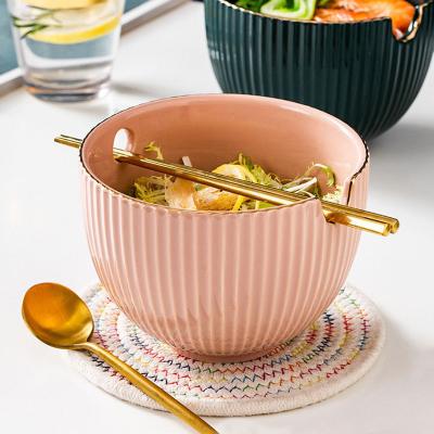 China Wholesale Creative Luxury Ramen Instant Noodle Bowl Light Stocked Ceramic Bowl for sale