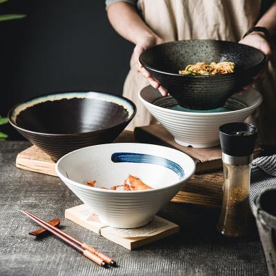 China Hot Creative Ceramic Hand Painted Ramen Bowl Wholesale Japanese Style Selling Restaurant Tableware Noodle Stocked Home Rice Bowl for sale