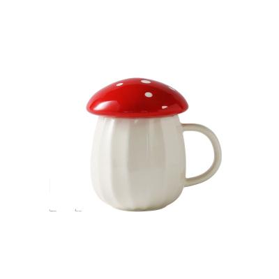 China Tik Viable Custom Tok Mushroom Cup Popular Creative Coffee Mug With Cover Drinking Ceramic Mug Water Cup Cute Household for sale