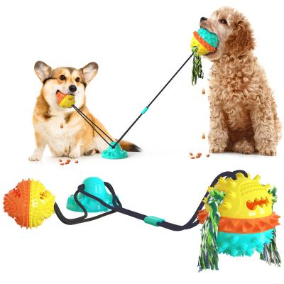 China 2021 Hot Sale Pet Toy Dog Outdoor Reinforced Suction Cup Rope Elastic Stocked Ball for sale