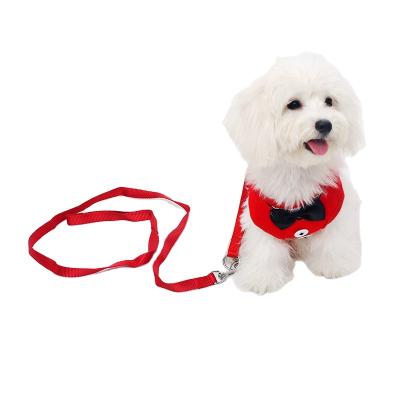 China Custom Breathable Adjustable Vest Bowknot Puppy Cat Small Dog Harness Leash Set for sale