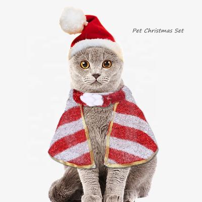 China New Stocked Red Design Pet Santa Hat Hat Cap Setd og Winter Pet Hats Clothing Sets for sale