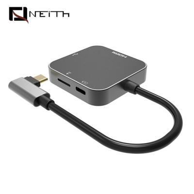 China Mobile Devices .desk Computer Neith USB Cable 4 IN 1usb C Hub to 4 K HDMI Adapters and Connectors with PD SD Card Support 3840 x 2160 Hz Rechargeable for sale