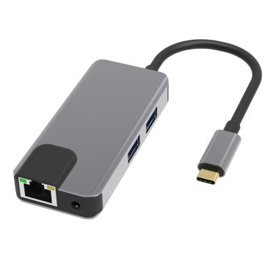 China COMPUTER OEM 5 in 1 USB C to Ethernet Adapter with 2 USB 3.0 Ports, PD Charging and 3.5mm Audio Jack for sale