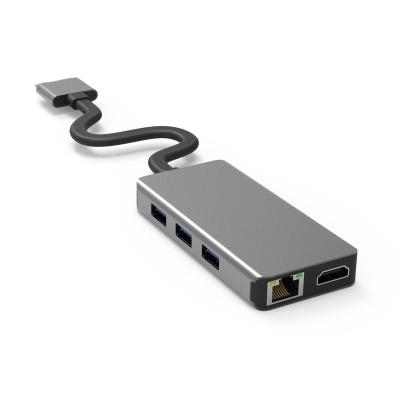 China 2-in-1 Hub /4K @60Hz, 1Gbps RJ45 Ethernet/100W Aluminum Alloy Shell USB C Hub LaptopPro 7 PD Charging 5Gbps USB 3.0 for sale