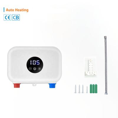 China New CE Hotel Auto Instant Bath Electric Water Heater For Shower Car Kitchen Wall Power Storage Casing Waterproof White Bedroom for sale