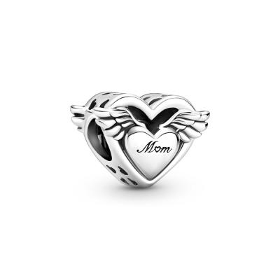 China Environmental Friendly 925 Sterling Silver Angel Wing Mother Charm Pendant for Pan Bracelet Bangle for sale