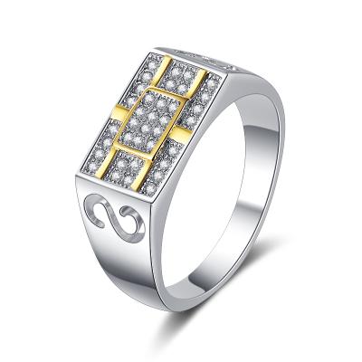 China Africa Popular Eco-Friendly White Gold Plated CZ Zircon 925 Sterling Silver Ring For Men Jewelry for sale