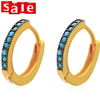 China Small round stone fashion eco-friendly zirconia lady jewelry earing 18k gold plated 925 sterling silver cubic zirconia circle earring for women for sale