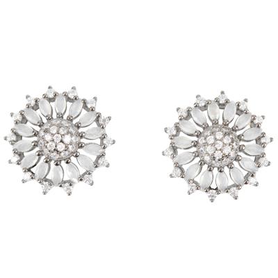 China Fashionable Zircon 925 Silver Drop Flower Stone Big Stud Earring For Women for sale