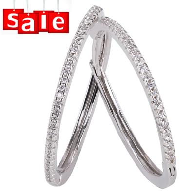 China 925 Sterling Silver Jewelry Fashionable Wholesale Zircon 24.5mm Circle Hoop Earrings for sale