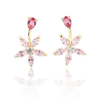 China Fashionable 18k Gold Earrings Ruby Stone Women Jewelry for sale