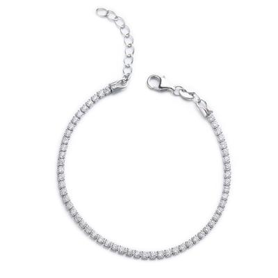 China CLASSIC 925 Sterling Silver Jewelry Rhodium Plated White Stone Bracelet for sale